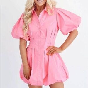 Pink bubble hem dress